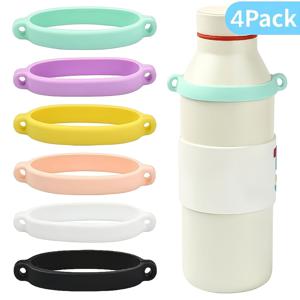 4개 혼합 실리콘 물병 손잡이 고리 – 조절식 신축성 컵 링, 8-40oz 물병에 범용으로 적합, 스트랩이 있는 휴대용 손잡이, 스포츠 및 야외용으로 적합, 다양한 색상 선택 가능, 발렌타인데이, 크리스마스, 어머니의 날을 위한 완벽한 선물