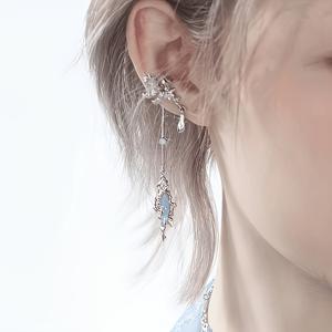 해양 비밀 언어 귀걸이 1쌍, 니치 디자인, 피어싱 불필요, 귀 뼈 클립, 냉감 중성 패션 귀걸이 후크 Z62