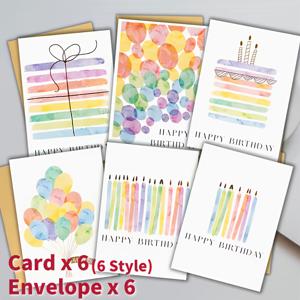 12개 생일카드 세트 (봉투 포함), 독특한 부드러운 컬러 팔레트, 가족, 친구, 동료를 위한 완벽한 생일 축하 카드. 특별한 생일 선물 및 장식용 카드