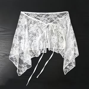 불규칙한 밑단 원피스 끈 스트링 블랙 레이스 팬티 여성용 올 시즌 다용도 메쉬 스커트 커버 수영복 요가 바지 덮개 스커트 비치 커버업