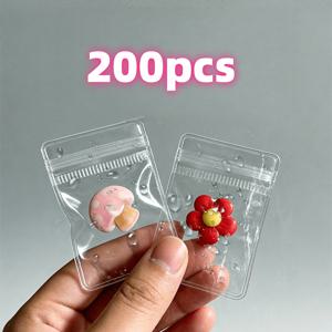 200개 투명 주얼리 지퍼백 - 녹 방지 자동 밀봉 방수 플라스틱 파우치, 반지, 귀걸이, 목걸이용 - 휴대용 여행용 수납함, 스크래치 방지 보호 디자인, 반투명 안감