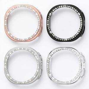 4개입 싱글 라인스톤 할로우 범퍼 보호 케이스, 삼성 4/5/6/7/8 40mm 44mm 여성 패션 시계 프레임용 액정 보호 유리 커버