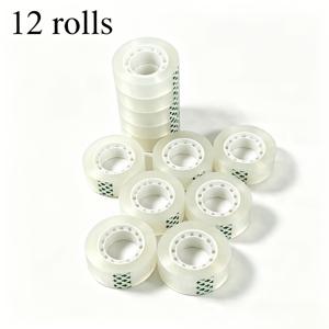 투명 문구 테이프 12롤, 다기능 투명 광택 테이프, 고품질 투명 테이프, 사무실, 가정, 학교용, 집에서 하는 선물 포장 및 공예에 이상적