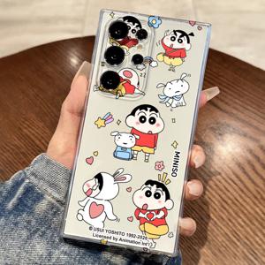 휴대폰 케이스: 프린팅 휴대폰 케이스 - 蜡笔왕자 투명 TPU 휴대폰 케이스 여름 멋진 귀여운 애니메이션 Ins 만화 삼성 갤럭시 S26 울트라/S25 플러스/S24/S23 시리즈용
