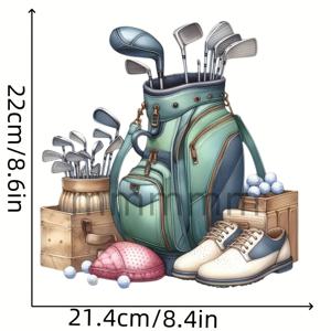 골프 백 테마 열전달 스티커, 내구성 있는 플라스틱, 세탁 가능하고 쉽게 다림, DIY 티셔츠, 스웨트셔츠, 청바지, 배낭, 핸드백, 베개, 빈티지 야구 모자에 적합 - 휴일 장식 스티커