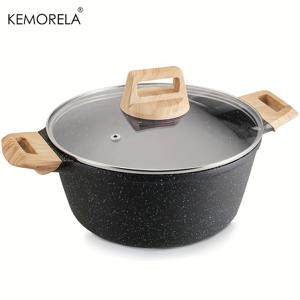 KEMORELA 논스틱 스톡팟, 화강암 쿠크웨어 수프팟(뚜껑 포함), 조리냄비, 캐서롤 스톡팟, 수프, 육수, 칠리, 스튜 등을 위한 빠른 인덕션용, 모든 스토브 호환