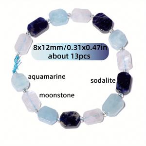 블루 시리즈 천연석 직사각형 기하학적 아쿠아마린/문스톤/소다라이트 스톤 비즈. 8X12mm 스페이서 루스 비즈, 주얼리 제작 팔찌 목걸이 추가용 7.5인치/스트랜드. 웨딩/할로윈/파티 장식 비즈