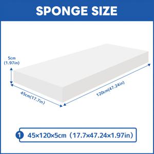 소파, 의자, 침대, 베이 윈도우 좌석용 쿠션용 고밀도 폴리에스터 흰색 스펀지 1개, 다양한 사이즈와 두께 선택 가능 - 홈 데코, DIY 프로젝트, 가구 충전재로 완벽, 편안함, 스타일, 부드러운 질감
