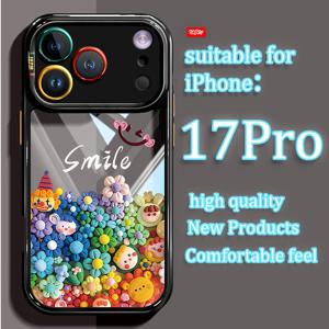 휴대폰 케이스 - 새로운 스마일리 꽃 디자인, 아이폰 17 Pro Max/ 17 Pro/ 17/ 아이폰 16 Pro Max/ 16 Pro/ 16/ 아이폰 15 Pro Max/ 15 Pro/ 15/ 14 Pro Max/ 14 Pro/ 14/ 아이폰 13 Pro Max/13 Pro/13 호환, 크림색 케이스, 스타일리시 디자인