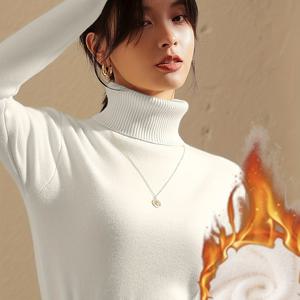 여성용 가을/겨울 터틀넥 스웨터, 두꺼운 기모 안감, 몸매 보정, 따뜻한 상의