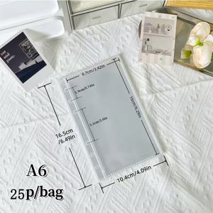 A6/A7 투명 루즈리프 리필지 25매/팩, 바인더 교체용지, 스티커북 루즈리프, 루즈리프 북 보관 파우치, PP 소재, 포토카드, 엽서용, 사무용 문구 용품
