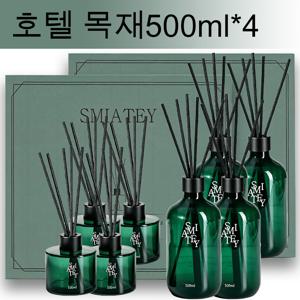 스미어티( )500미리(ml)투명플라스틱병 대용량 실내디퓨저+유리병 2개+ 섬유스틱 10p 실내방향제 집들이선물 500ML*4