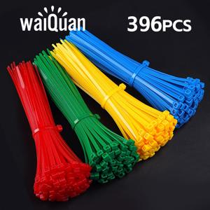 4색 케이블 타이, 396개 다용도 자동 잠금 나일론 스트랩, 길이 5.9인치, 빨강 파랑 노랑 초록 색상으로 다양한 물품 묶기, 정원 식물 및 녹지 보안, 사무실 컴퓨터 전선 묶기에 적합