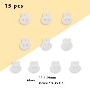 15개 미니 토끼 머리 손바느질 단추 흰색 아크릴 추가 수제 귀걸이/브로치/크림 접착제 휴대폰 케이스 장식