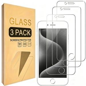 Apple iPhone SE 3, SE2, iPhone 8, iPhone 7, iPhone 6S/6 호환 4.7인치 고품질 강화유리 스크래치 방지 화면 보호 필름, 높은 선명도, 민감한 터치 반응, 휴대폰 케이스 호환, 3개 세트