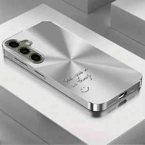 휴대폰 케이스: [2D 평면] 패턴 전기도금 실버 유리 디자인, 삼성 S26, S25 PLUS, 24 PRO, 23 ULTRA, NOTE 20, A55, A56, A16 및 기타 모델에 적합. 스타일리시하고 트렌디한 이 소형 충격 방지 및 낙하 방지 보호 케이스는 친구와 가족을 위한 훌륭한 선물입니다. ZQ2026320DDBL394