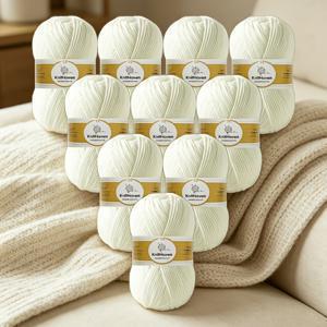 솔리드 컬러 아크릴 니트 털실 세트, 팩당 10볼, 단일 볼 50G, 총 세트 500G, 고순도 올-아크릴 중간 두께 털실, 장식 쿠션, 긴 담요 제작에 적합