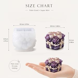 레진 주조 몰드, 아티스틱 플라워 선물 상자 실리콘 몰드, 정교한 장미 부케 선물 상자, 섬세하고 현실적인 꽃잎 질감, 우아하고 따뜻한 분위기, 캔들/석고/레진 공예 제작, 홈 데코, 스파, DIY 정교한 선물에 적합, 선명한 질감 쉬운 탈형, 미니 컴팩트하고 정교한, 독특한 선물 상자 모양, 데이 선물 몰드, 웨딩 파티 장식, 공예 애호가를 위한 필수품