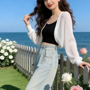 여성용 우아한 ый 오픈워크 가디건 재킷, 가벼운 루즈핏 봄/여름/가을 아우터웨어, 에어컨 실내용 커버업, 스타일리시한 박쥐 소매 숏 탑 숄, 캐주얼 외출, 여행 사진 촬영, 파티, 연회에 적합, 여성 패션 애호가를 위한 완벽한 선물