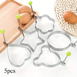 스테인리스 스틸 계란 프라이 몰드 5개, 주방용품, 도톰한 논스틱 계란 몰드, DIY 계란 프라이 몰드, 계란 요리용품