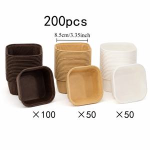 200개 롤링 엣지 사각 머핀 베이킹 컵 일회용 크라프트 베이킹 라이너 논스틱 컵케이크 홀더, 가정용 베이킹 샵 웨딩 피크닉 생일 베이비 샤워 모든 파티 디저트 제작