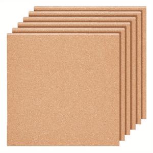 코르크 시트 6장 12X12인치 사각형 코르크 시트 샌드 브라운 코스터, 게시판, 벽 장식 및 공예용 코르크 보드, 두께 4mm
