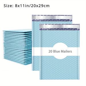 20개 10x14인치/26x33cm 파란색 버블 메일러 – 소규모 비즈니스, 화장품, 의류용 자체 밀봉 패딩 배송 봉투 – 내구성 있고 방수 우편용 가방