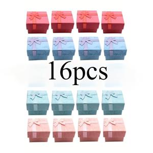 16/32개 다양한 색상의 작은 단단한 선물 상자, 반지 귀걸이 주얼리용, 크리스마스, 생일, 기념일, 발렌타인데이, 어머니날 및 기타 축제용