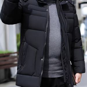 안감 있는 탈부착 후드 미디엄 기장 겨울용 인조 패딩 코트, 짧은 인조 퍼 안감, 다중 포켓, 방풍 커프스, 중장년층 및 노년층용
