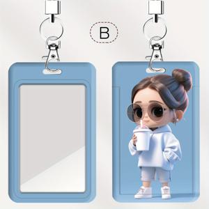 밀크티 걸 시리즈 닥터/간호사 카드 홀더 버스 카드 홀더 캠퍼스 학생증 카드 홀더, 손잡이 로프 포함