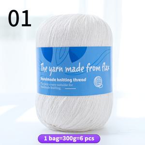 고품질 린넨 중간 거친 메쉬 실, 다양한 색상으로 손뜨개 DIY 재료용 - 크로셰 스웨터, 목도리, 쇼울, 스커트 제작에 사용, 100% 린넨 실 볼, 1봉지=300g=6개