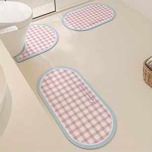 1세트 욕실 미끄럼방지 매트, 흡수 바닥매트, 가정용 문 싱크대 발판, 화장실 카펫, 변기 시트 매트