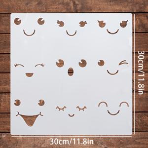 One Face 스텐실, 11.8 x 11.8인치, 재사용 가능한 감정 드로잉 템플릿으로 디자인되었습니다. 이 행복한 표정 템플릿은 공예, 스크랩북, 카드 만들기, 다이어리 장식에 적합하며, 천, 캔버스에 사용할 수 있습니다.