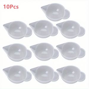 10개 실리콘 에폭시 혼합 컵 - 스팟 포함, 내열성, 접착 방지, 쌓기 가능, 주얼리 만들기 및 DIY 공예용 | 쉬운 세척 측정컵 세트