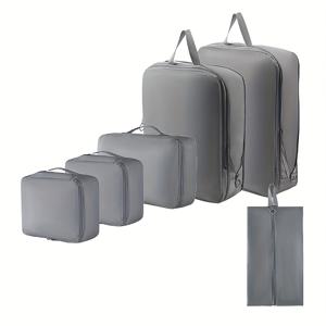 여행용 정리 가방 수납 가방 대용량 여행용품 6pcs 세트 휴대용 정리 가방 신발 및 양말 분류 수납 가방