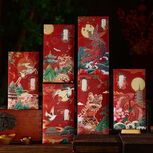 중국풍 빨간 봉투 6개 세트 - 크리스마스, 새해, 생일, 기념일 선물 및 새해 돈 주기에 완벽한 다용도 및 혁신적인 빨간 봉투