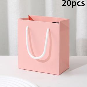 그녀/남자를 위한 선물 20개 미니 선물 가방 (손잡이 포함) - 내구성이 뛰어난 종이 파티 답례품 가방 (크리스마스, 결혼식, 생일 & 휴일용) - 다양한 색상 (블랙, 핑크, 화이트, 레드, 오렌지) - 주얼리, 추가품 & 작은 선물에 적합