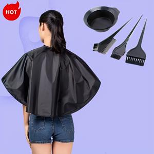 헤어 염색 도구 세트 (1개/5개 세트), 헤어 염색 브러쉬 3개, 헤어 염색 케이프 1개, 헤어 염색 컬러 혼합 볼 1개, 살롱 헤어 펌 및 커팅 앞치마, 볼, 브러쉬 포함. 가정 또는 살롱 사용에 적합