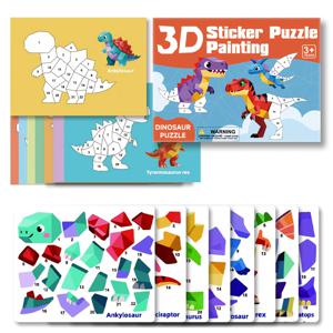 어린이 3D DIY 스티커 공예 세트, 3-10세용, 동물, 바다, 공룡, 교통수단 4가지 테마, 도형 학습, 공간 사고 및 집중력 발달용, 완벽한 조기 교육용 장난감 및 생일 선물