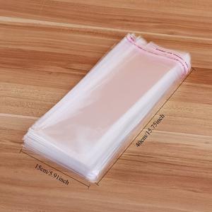 50개입 사이즈 15 X 40Cm 미리 펀칭된 투명 OPP 자체 접착 백, 튼튼하고 내구성 좋음, 두꺼운 백, 쇼핑백 및 포장 백