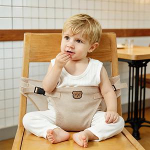 어린이 하이체어 스트랩 1개, 만화 곰 패턴 디자인, 휴대용 아기 식탁 의자 안전벨트 - 야외 의자 고정 스트랩 - 범용 아동용 안전벨트, 부드럽고 통기성 좋음, 아기의 봄/여름 및 어린이날을 위한 첫 번째 선택의 선물