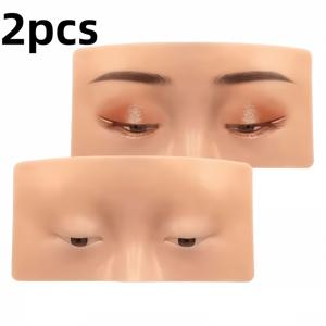 2개입 3D 리얼 실리콘 눈매 연습 보드, 재사용 가능한 눈썹, 아이라이너, 아이섀도우 연습용 가죽, 메이크업 초보자, 미용 전문가 및 미용 학교에 적합