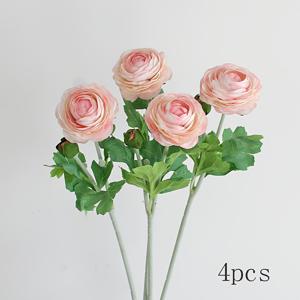 4다발 인조 아시아틱 ラン너ン큘러스 꽃, 금ebug꽃, 실내외 장식용, 관리가 필요 없음, 웨딩 장식, 집 꾸미기 및 이벤트 스타일링에 적합, 8가지 색상 중 선택 가능