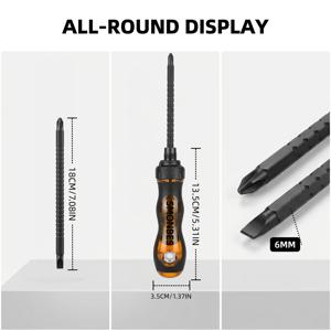 SMONBES 양방향 ラ쳇 다기능 스크루드라이버, 수납식 겸용 비트 포함, 목공 및 전기 수리 공구용 강력한 자기 흡착력 - 고경도 미끄럼 방지 라쳇 스크루드라이버, 일자 십자 겸용 수납식 타입, 반력형 라쳇 스크루드라이버, 2-in-1 수납식 강력한 자성 비트, 가정 수리용 고경도 스크루드라이버