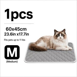 소형 고양이, 대형 강아지 회색 여름용 애완동물 아이스 패드 (고양이 및 강아지용), 냉각 매트, 땀 흡수 원단, 통기성 네트 침대, 내구성 좋은 폴리에스터 섬유, 여름 내내 애완동물을 시원하고 편안하게 유지, 소형, 중형 및 대형 애완동물에게 적합