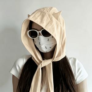 여성용 경량 통기성 고양이 귀 악마 뿔 버킷햇 - 사이즈 조절 드로스트링 썬햇, 여행, 마디그라, 결혼식, 테마 파티용, 손세탁 가능, 여름 휴가 야외용