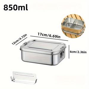 스테인리스 스틸 칸막이 도시락통 - 1400ml/850ml 누수 방지 도시락 용기, 재사용 가능 및 식기세척기 사용 가능, 직장 및 학교용, 식품 보관, 스냅락, 신학기
