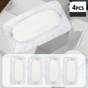4개입 소프트 일회용 여행 베개커버, 두꺼운 원단, 손세탁 가능, 호텔·미용실·캠핑·아웃도어 여행용 침구 세트