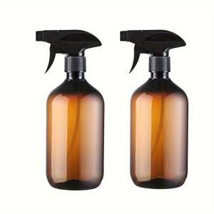 2개 500ml 플라스틱 낙하 방지 스프레이 병 - 2가지 색상: 투명 및 앰버 - 재사용 가능, 무향