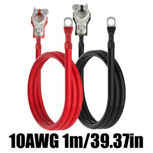 10AWG/12AWG 배터리 인버터 케이블 및 터미널 커넥터 자동차 배터리 터미널 탑 컬럼 범용 음극 및 양극 RV-30cm/11.81인치 50cm/19.68인치 1m/43인치 자동차, 트럭, , 태양광 배터리용